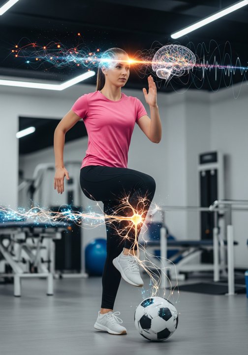Young woman soccer athlete rehabbing for strength and mobility, showing improved athleticism and recovery after I-Brain Tech sessions at Synapse SRT.