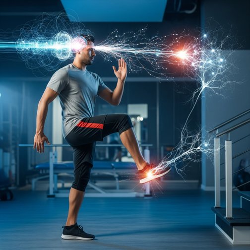 Young man actively rehabbing to build strength and mobility, showing improved athleticism and recovery after I-Brain Tech sessions at Synapse SRT.