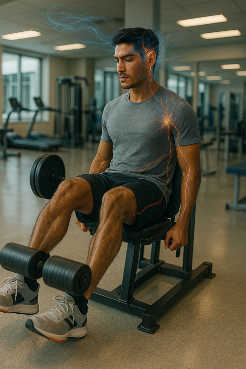 Professional male athlete rehabbing and improving performance with I-Brain Tech sessions at Synapse SRT for strength, speed, and recovery.