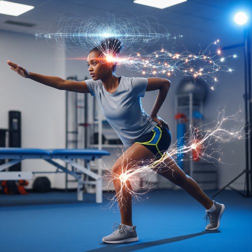 African American teenage girl rehabbing back and legs, showing improved athleticism, response time, and shortened recovery after I-Brain Tech sessions at Synapse SRT.