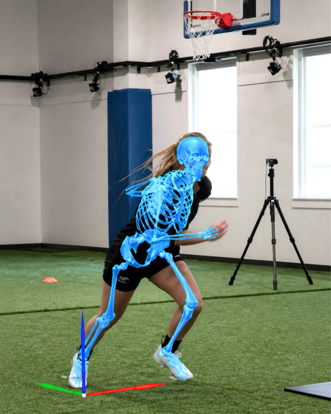 A biomechanics scan of an athlete.